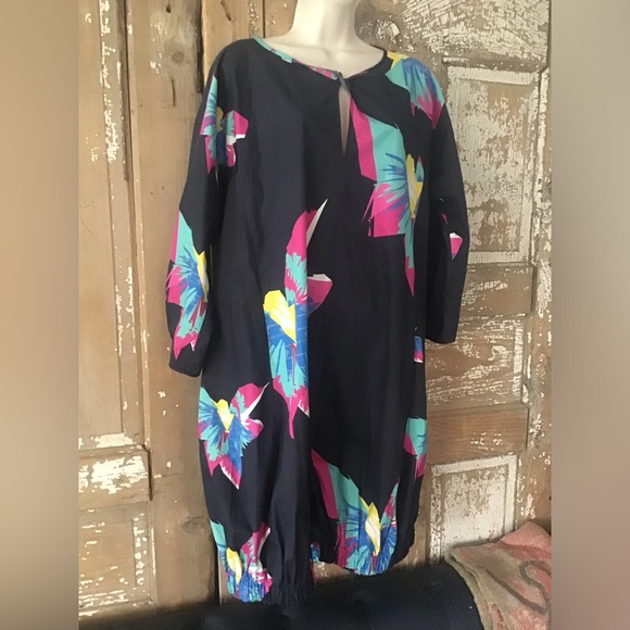 Maria Cornejo Floral Dress Slit Bubble Hem Relaxed Fit Size 4 - Picture 4 of 8